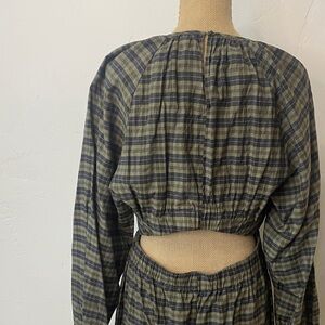 H&M Plaid Long Sleeve Dress with Peekaboo Lower Back Opening